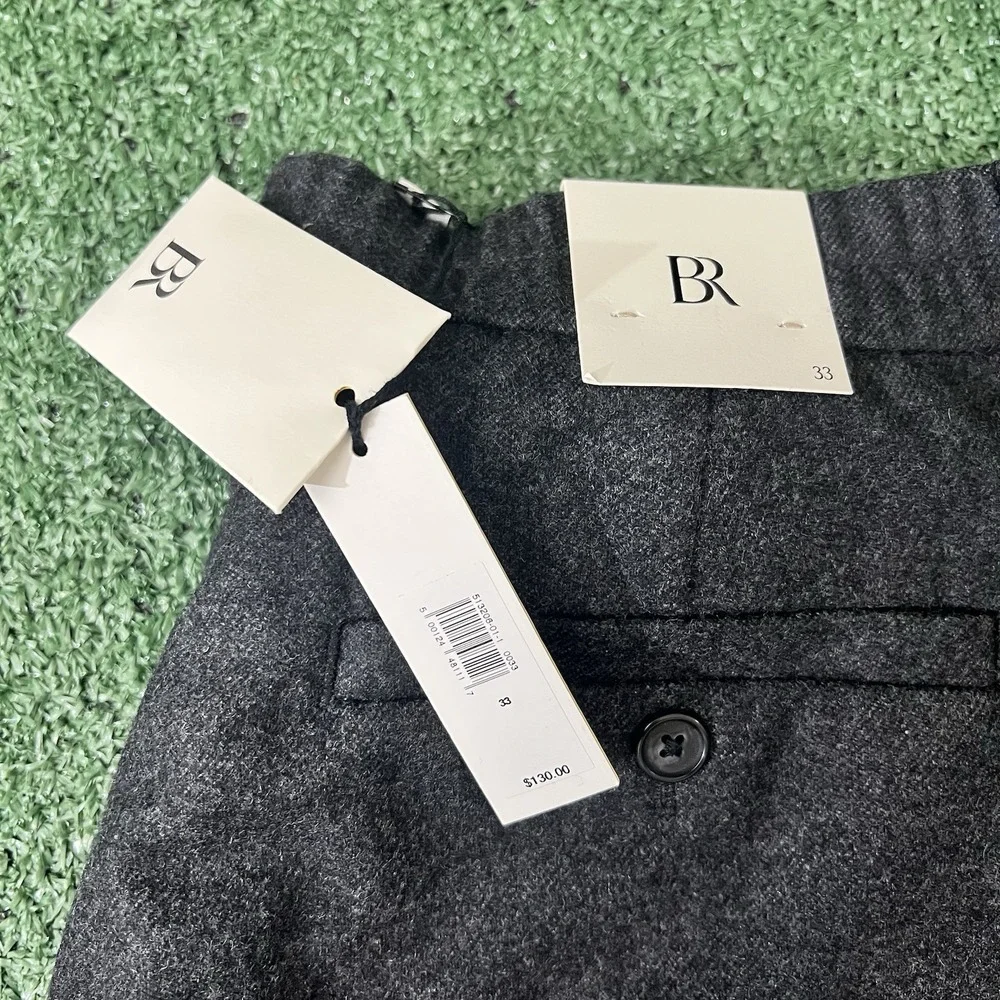 Banana Republic Elastic Waist Pants Mens 33 Charcoal Wool Alfa Fi Italy New